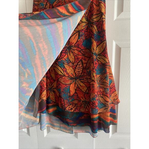 Multiples Women's 2 Skirt Tiered Floral Boho Hippie Layered Maxi - Picture 3 of 6